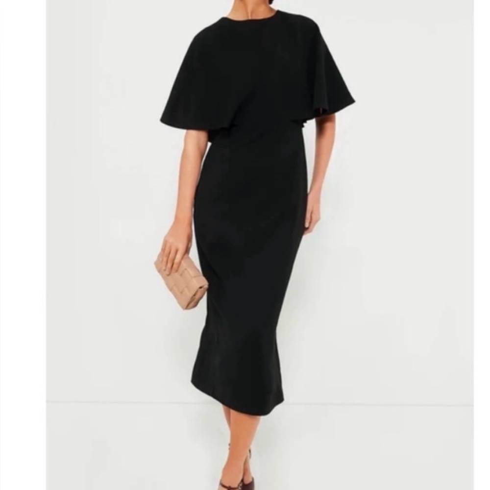 Pomander Place NEW Black Cape Leah Formal Midi Party Cocktail Dress Size 0